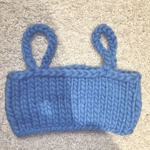 Blue knit crop top from Oak and Fort